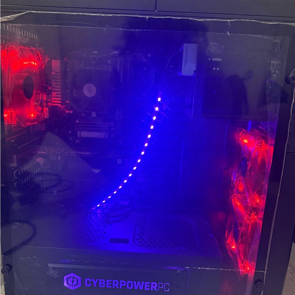 Gaming Desktop with Red and Blue LED Lighting